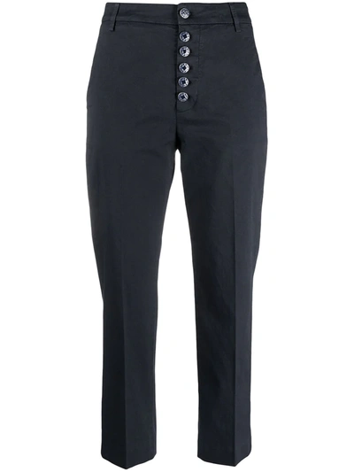 Dondup Painted Button Cropped Chinos In Blue