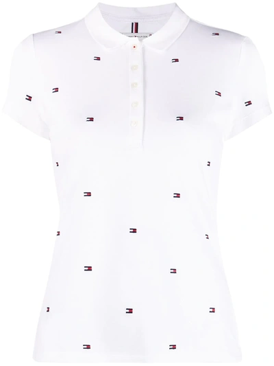 Tommy Hilfiger Logo印花短袖polo衫 In White