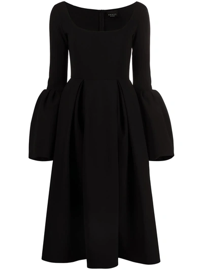 A.w.a.k.e. Women's Bell-sleeve Bonded Crepe Midi Dress In Black
