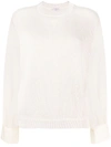 Brunello Cucinelli Crew-neck Knit Silk Jumper In Neutrals