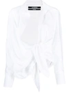 Jacquemus La Chemise Bahia Knotted Cotton Shirt In White