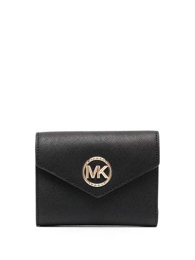 Michael Michael Kors Carmen Logo-plaque Wallet In Black