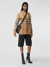 Burberry Caragh Checked Cardigan In Cashmere In Archive Beige
