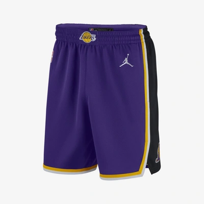 Jordan Lakers Statement Edition 2020 Men's  Nba Swingman Shorts In Field Purple,white