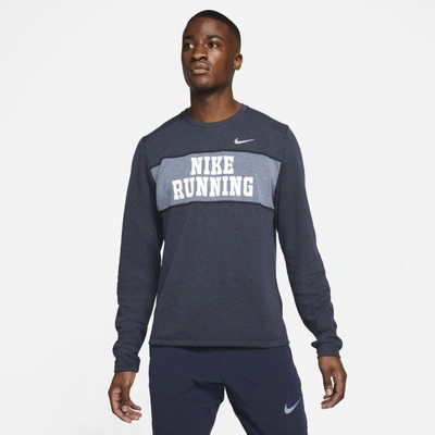 Nike Dri-fit Heritage Men's Running Crew In Black,thunder Blue,thunder Blue