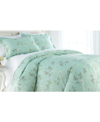 Southshore Fine Linens Forget Me Not Cotton Reversible 3 Piece Duvet Cover Set, Twin/twin Xl In Green