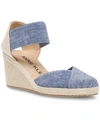 Anne Klein Zatia Womens Closed Toe Ankle Strap Wedge Sandals In Denim