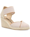 Anne Klein Zoey Womens Canvas Ankle Strap Espadrille Heels In Natural