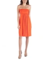 24seven Comfort Apparel Strapless Empire Waist Mini Dress In Orange