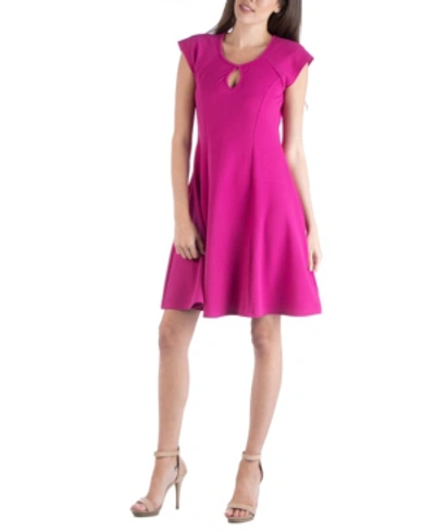 24seven Comfort Apparel Scoop Neck A-line Dress With Keyhole Detail In Pink