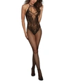 DREAMGIRL FISHNET BODY STOCKING LINGERIE WITH CROTCHLESS TEDDY DESIGN & CAGED NECKLINE