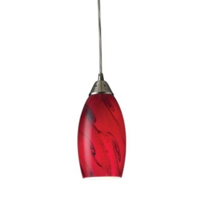 Elk Lighting Galaxy 1-light Pendant In Red And Satin Nickel Finish In Silver