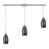 Elk Lighting Galaxy 3 Light Linear Smoke Pendant In Satin Nickel In Silver