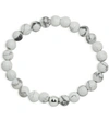 MACY'S GENUINE STONE BEAD STRETCH BRACELET WITH SILVER PLATE OR GOLD PLATE BEAD ACCENT