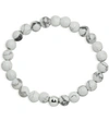 Macy's Genuine Stone Bead Stretch Bracelet With Silver Plate Or Gold Plate Bead Accent In Howlite/silver