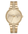 KENDALL + KYLIE WOMEN'S KENDALL + KYLIE GOLD TONE CRYSTAL SIGNATURE STAINLESS STEEL STRAP ANALOG WATCH 40MM