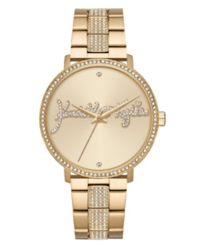 Kendall + Kylie Women's  Gold Tone Crystal Signature Stainless Steel Strap Analog Watch 40mm