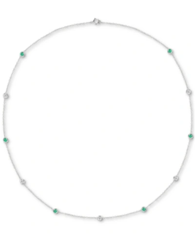 Macy's Sapphire (3/4 Ct. T.w.) 17" Collar Necklace In Sterling Silver. Also In Ruby & Emerald
