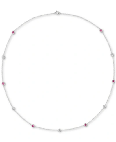 Macy's Sapphire (3/4 Ct. T.w.) 17" Collar Necklace In Sterling Silver. Also In Ruby & Emerald