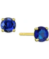 Macy's Emerald (1/2 Ct. T.w.) Stud Earrings In 14k Yellow Gold (also Available In Sapphire) In Sapphire
