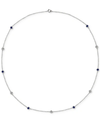 Macy's Sapphire (3/4 Ct. T.w.) 17" Collar Necklace In Sterling Silver. Also In Ruby & Emerald