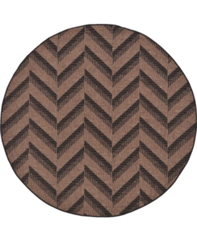 Bridgeport Home Outdoor Pashio Pas6 Brown 6' X 6' Round Area Rug