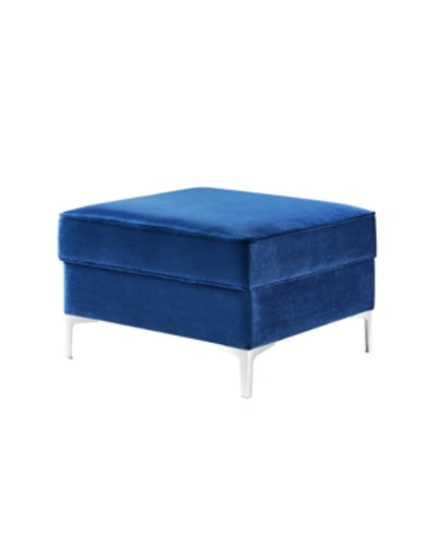 Inspired Home Giovanni Velvet Square Storage Ottoman With Metal Y-legs In Navy