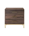 Nicole Miller Lance 3-drawer Nightstand With Metal Base In Brown