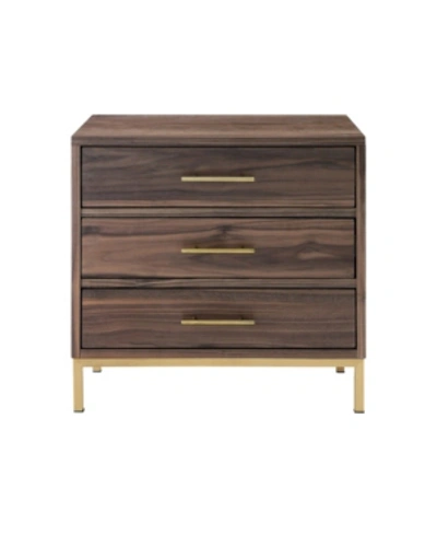 Nicole Miller Lance 3-drawer Nightstand With Metal Base In Brown