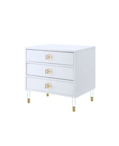 Nicole Miller Alienor 3-drawer High Gloss Nightstand With Acrylic Legs In White