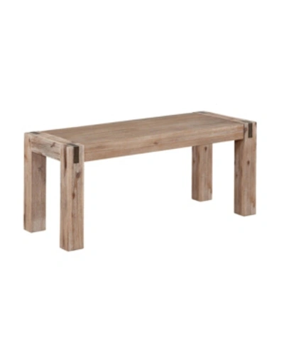 Bolton Furniture Woodstock Acacia Wood With Metal Inset 40" Bench In Lite Brown
