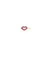 EF COLLECTION Single Ruby Kiss Stud Earring in Yellow Gold