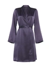 La Perla Belted Short Silk Robe In Black