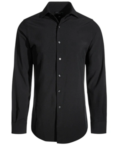 Alfani Men's Regular Fit Travel Ready Solid Dress Shirt, Created For Macy's In Deep Black