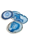 Anna New York Lumino Set Of 4 Agate Coasters In Azure