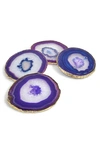 ANNA NEW YORK LUMINO SET OF 4 AGATE COASTERS,LM-006