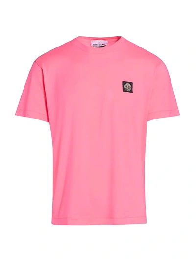 Stone Island Men's Classic Cotton Logo T-shirt In Fuchsia