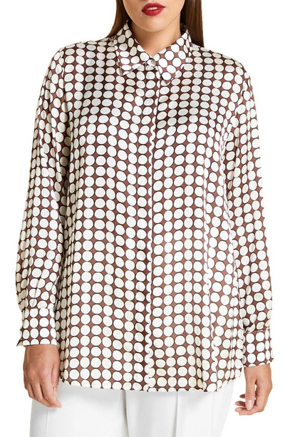 Marina Rinaldi Plus Size Baghera Circle-printed Satin Shirt In Whitebiscuit