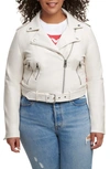 Levi's Water Repellent Faux Leather Fashion Belted Moto Jacket In Open White