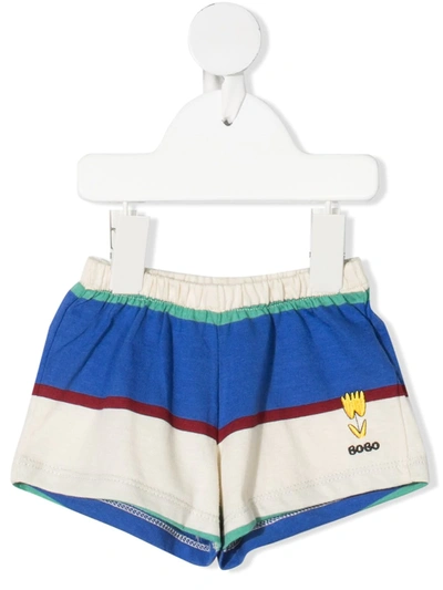 Bobo Choses Babies' Striped Print Shorts In 蓝色