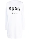 Msgm Logo-print Cotton Jumper Dress In White