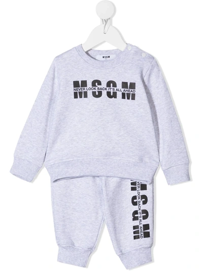 Msgm Babies' Logo Print Tracksuit Set In 灰色