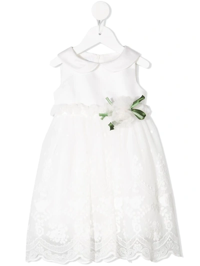 Colorichiari Babies' Flower Applique Lace Dress In White