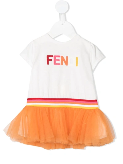 Fendi Baby Girl's Logo Tulle T-shirt Dress In White