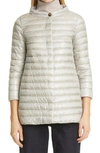 Herno Rossella Water Repellent High/low A-line Down Puffer Jacket In Grigio Perla