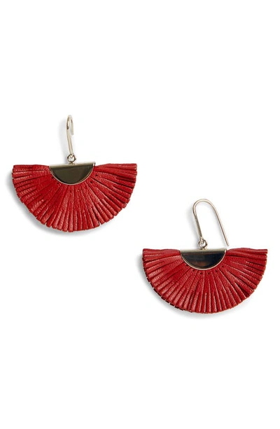Isabel Marant Leather Drop Earrings In Red/ Silver