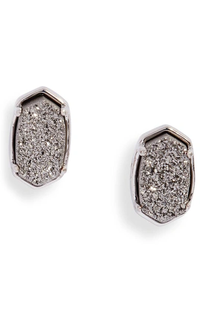Kendra Scott Emilie Stud Earrings In Rhodium Platinum Drusy