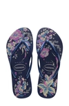 Havaianas Women's Slim Organic Flip Flop Sandals Women's Shoes In Navy Blue Metallic