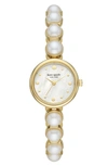 Kate Spade Monroe Gold-tone Stainless Steel & Faux Pearl Bracelet Watch 24mm In White