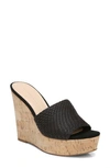 Veronica Beard Dali Woven Cork Platform Wedge Mules In Black